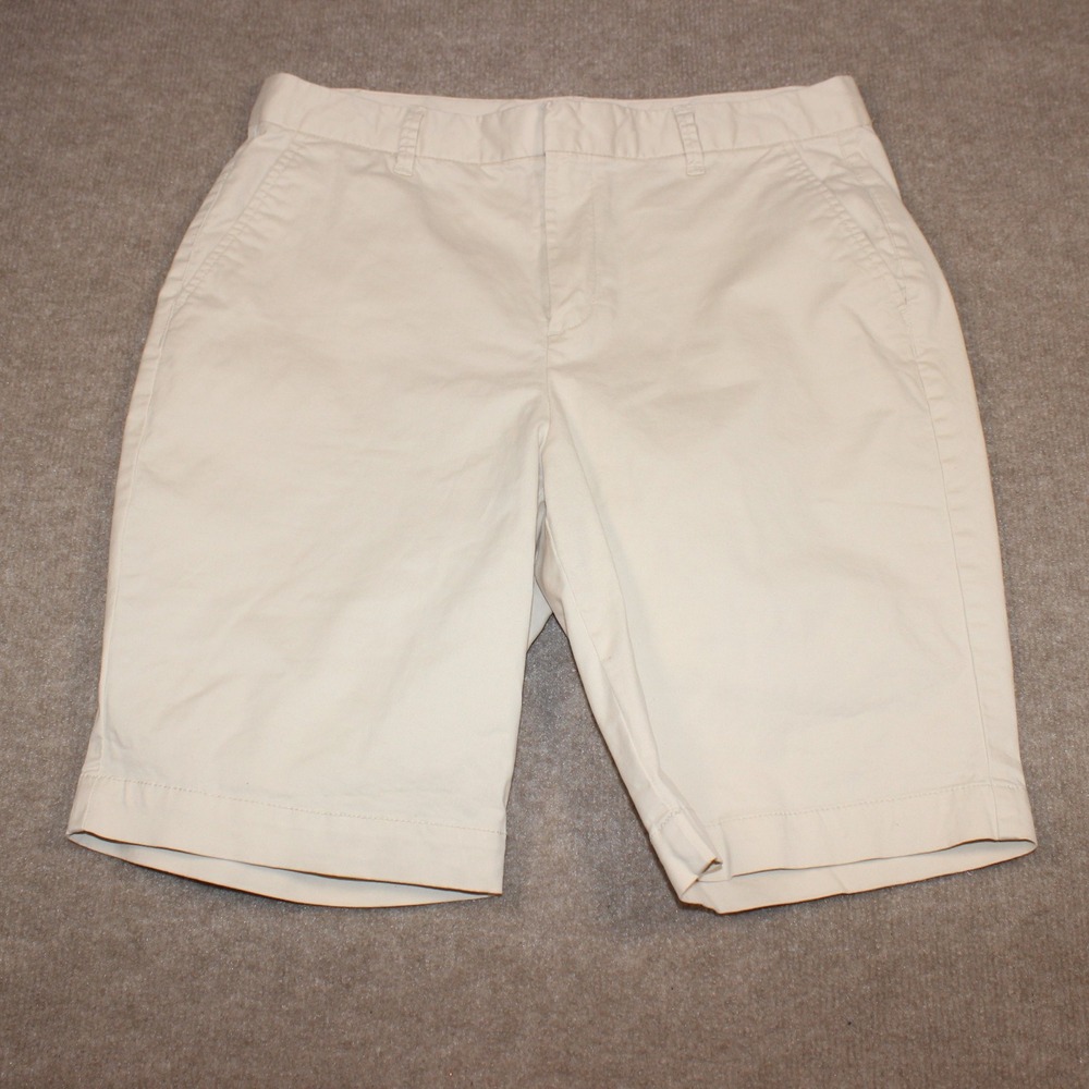 Gap Khaki Chino Shorts Womens 10 Beige Flat Front Cotton Casual Summer